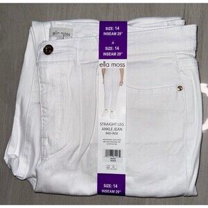 Ella Moss Straight Leg Ankle Jean Mid Rise Size 14 Inseam 29” White